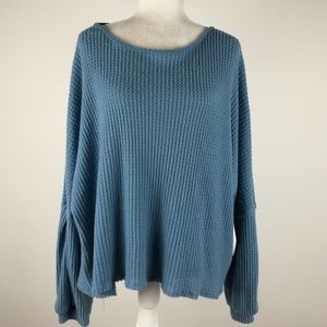 ABOUND Blue Open Back Cross Thermal Top XXL